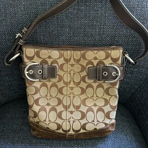 Coach Brown and Tan Shoulder Bag
